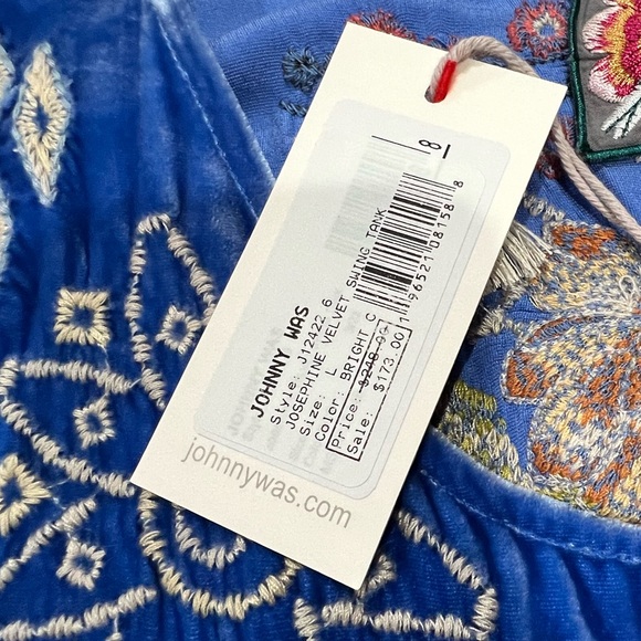 Johnny Was JOSEPHINE VELVET SWING TANK NWT Size L - Picture 5 of 5